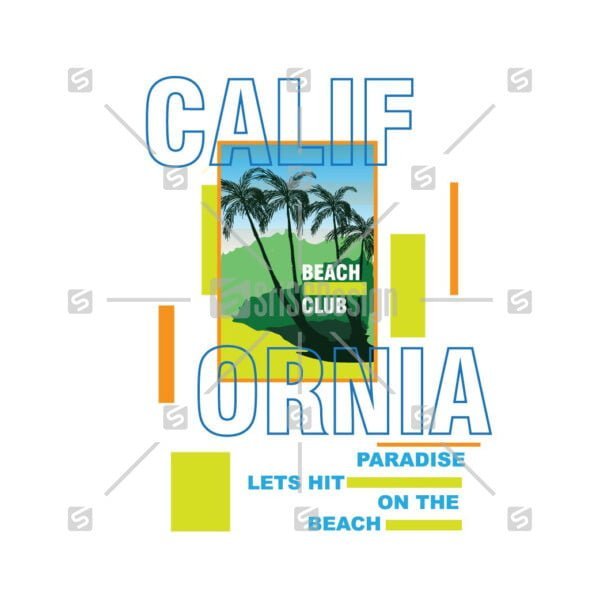 California Beach Club Typography Summer Tropical Paradise graphic vector t shirt design
