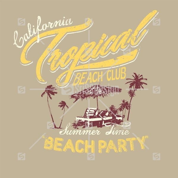 California Tropical beach Palm tree retro summer t-shirt design print poster vector illustration