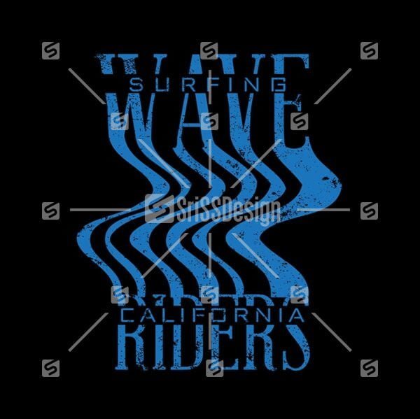 California surf Wave Riders typography t-shirt  print graphic vector illustration