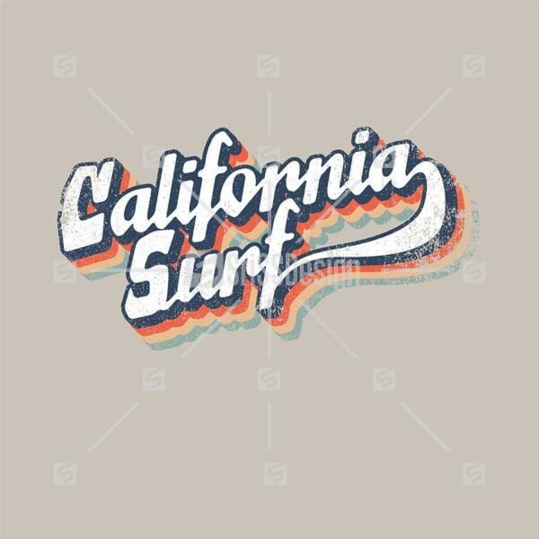 California surf theme beach retro typography t-shirt design print graphic  vector illustration