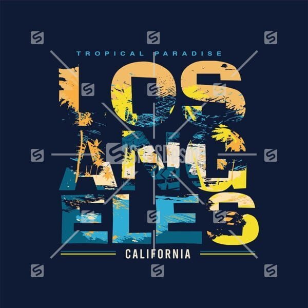Los Angeles California Tropical Paradise beach palm tree  resort typography  t shirt print graphic design vector illustration
