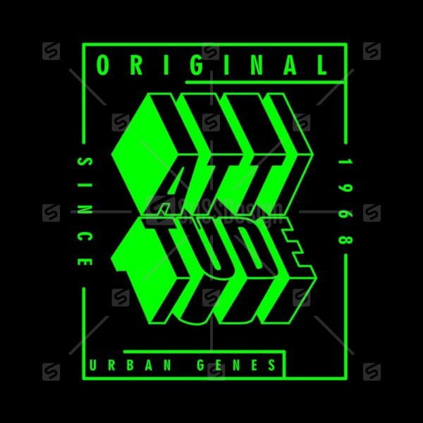 Attitude 3D Typography neon fashion t shirt print graphic design vector