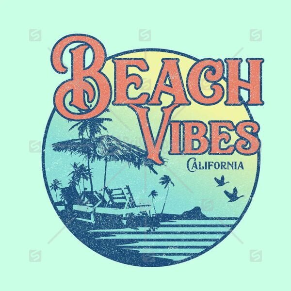 Beach Vibes California Summer typo Graphic t shirt print design