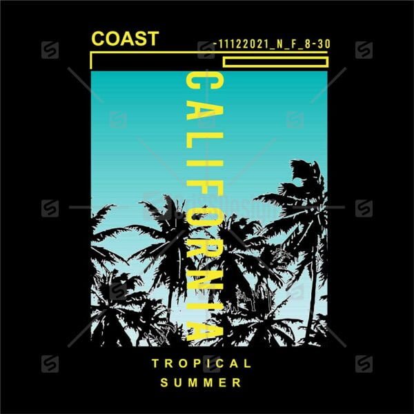 California Coast tropical summer typographic beach  t shirt print design