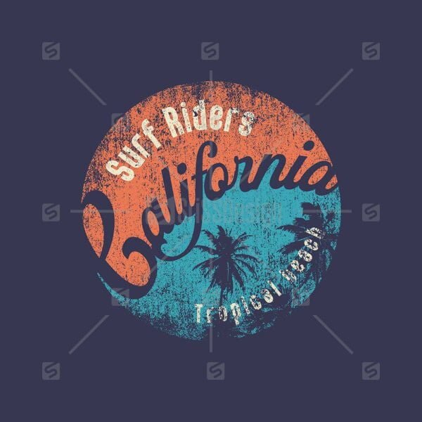 California Surf Rider typography  vintage Beach t shirt print