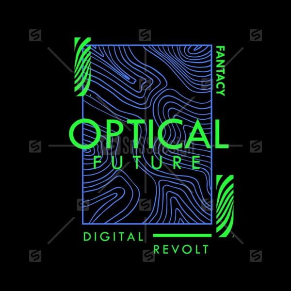 Optical Future Digital revolt Typography neon line design Apparel t shirt print