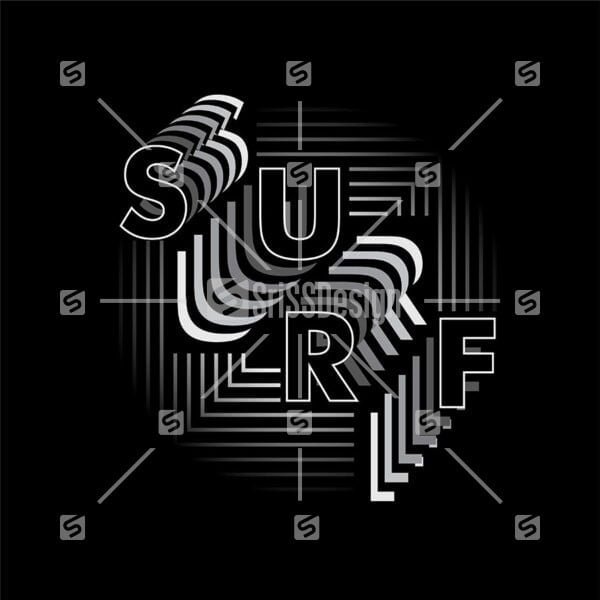 Surf  gradient Typography tee print design poster vector illustration