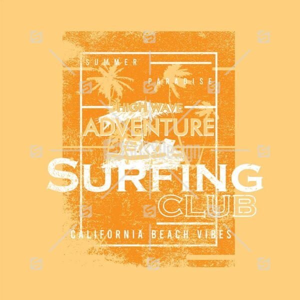 Surfing Club california typography grunge poster  t-shirt design print vector illustration