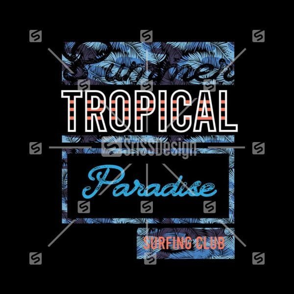 Tropical Paradise palm leaf background  print t-shirt design typography, print, vector illustration