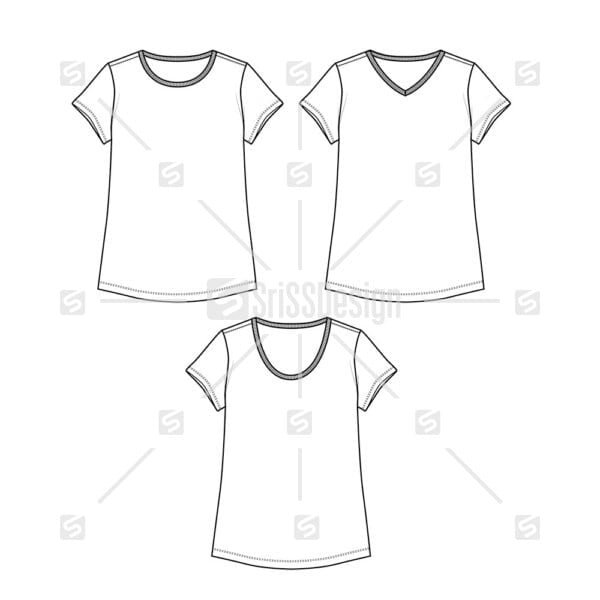 Women Casual Basic tops sketch Design vector