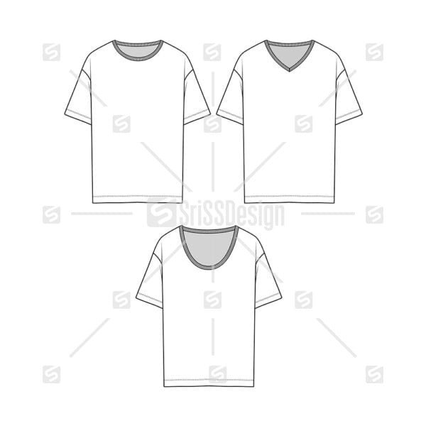 Women Drop Shoulder Tops Flat Sketch technical drawing