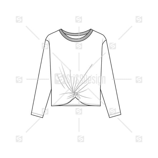 Women Twisted knot long sleeve crew neck top