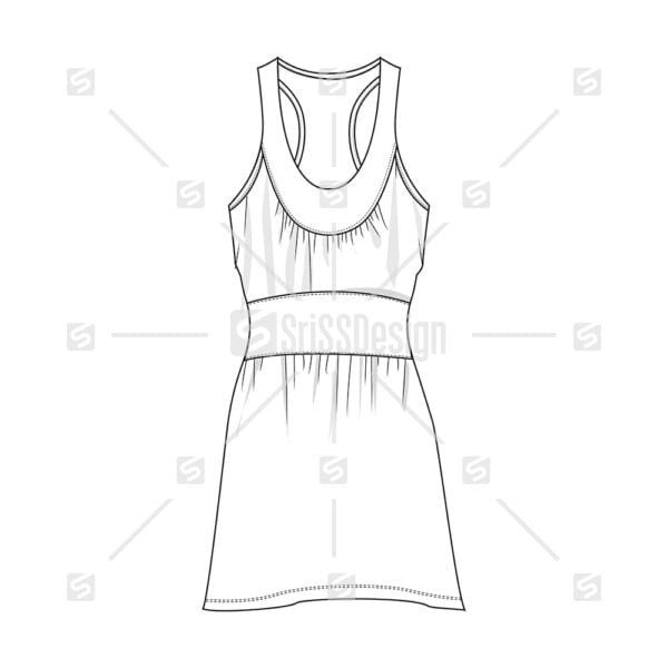 Women fancy scoop neck front gathered  empire waist dress