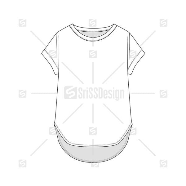 Women fashion crew neck dip hem top