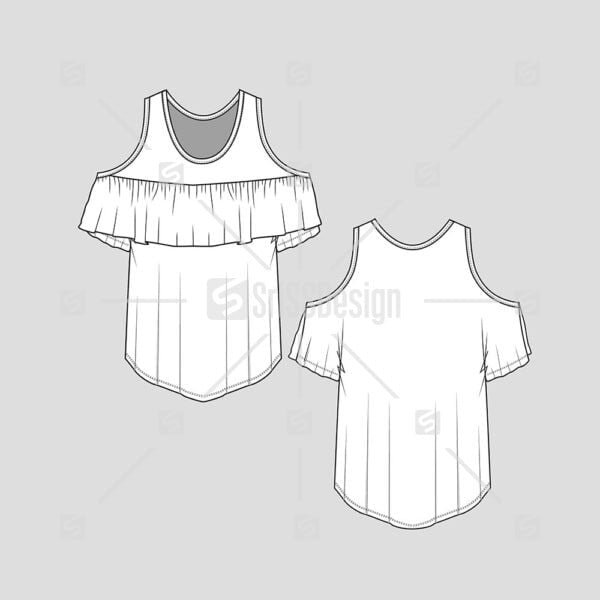 Fashion Cold Shoulder ruffles tank top