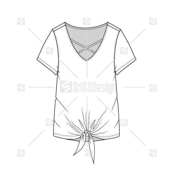 women Fashion v neck crisscross front knot top