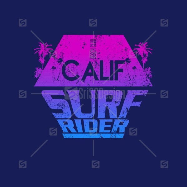 Calif Surf Rider Typography Hexagon gradient palm tree