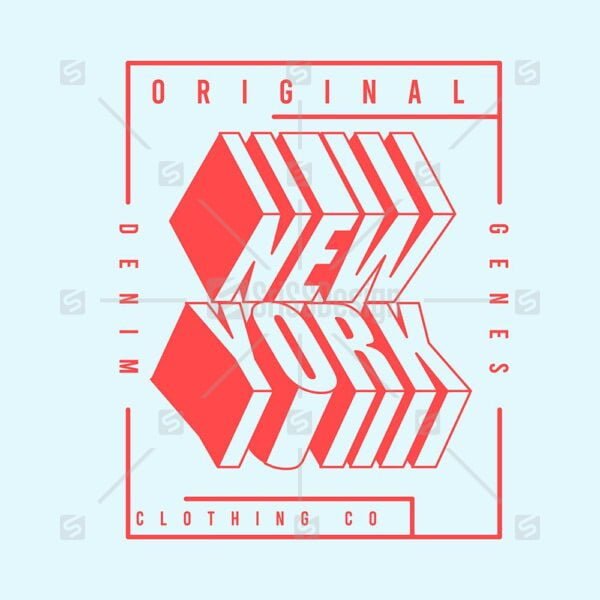 New York 3d Typographic  Original denim clothing t-shirt design