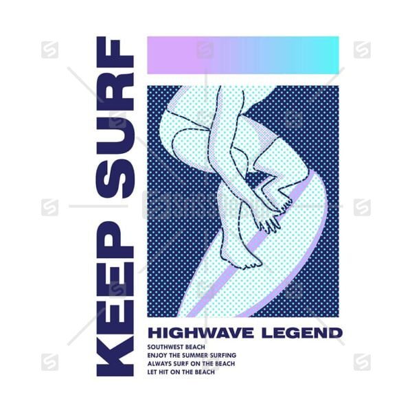 keep surf high wave beach typography