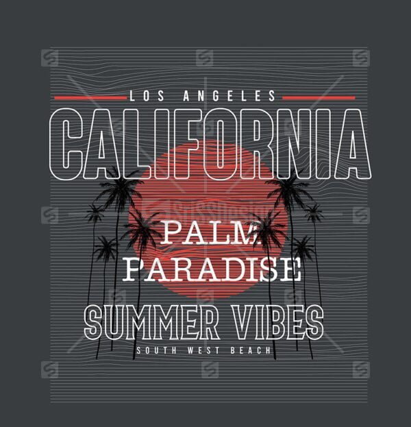 California Summer Vibes Palm Paradise Typography