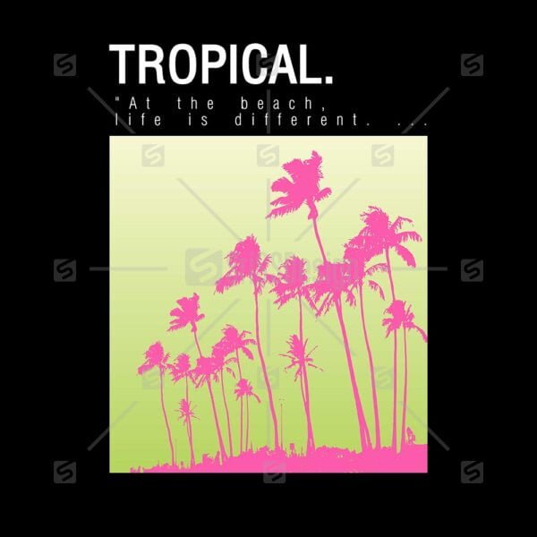 Tropical Graphics Palm tree  gradient typographic  vector illustration
