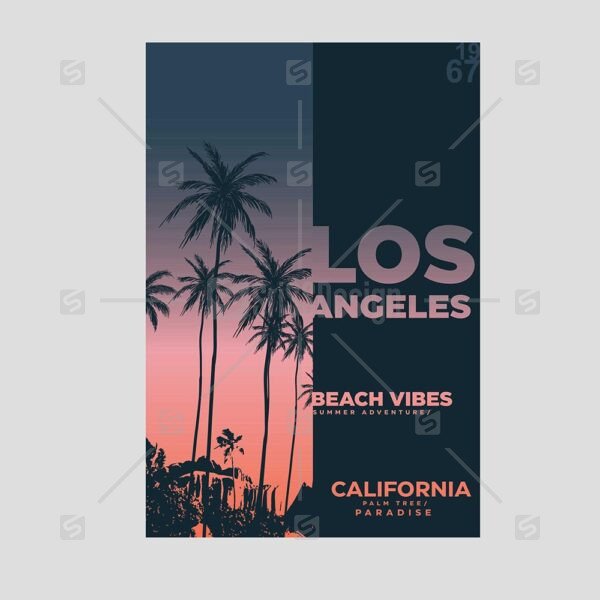 Los Angeles Palm tree Gradient Summer Beach Poster