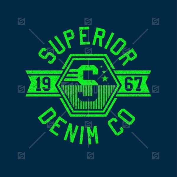 Superior Denim varsity typography distressed college graphic for t shirt print design vector