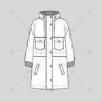 fashion hoodie dress sweatshirt flat sketch technical drawing