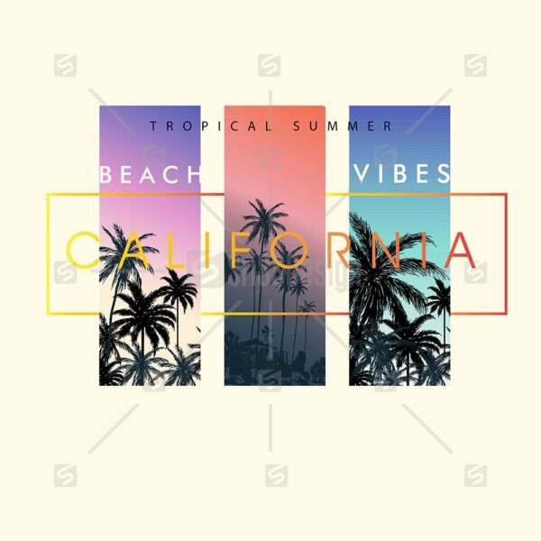 Beach Vibes California Tropical Summer T Shirt Print design
